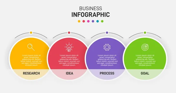 Infografik-Design mit Symbolen und 4 Optionen oder Schritten. Dünnlinienvektor. Infografik Geschäftskonzept. Kann für Informationsgrafiken, Flussdiagramme, Präsentationen, Websites, Banner, Druckmaterialien verwendet werden. — Stockvektor