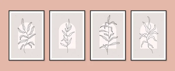 stock vector Botanical wall art vector set. Collection of contemporary art posters. Minimal and natural wall art. Abstract Plant Art design for print, wallpaper, cover. Modern vector illustration.