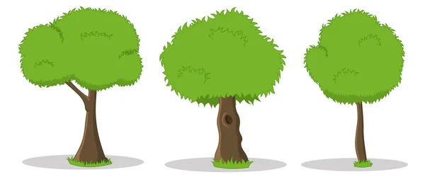 Карикатурные иллюстрации зеленых деревьев — стоковый вектор
