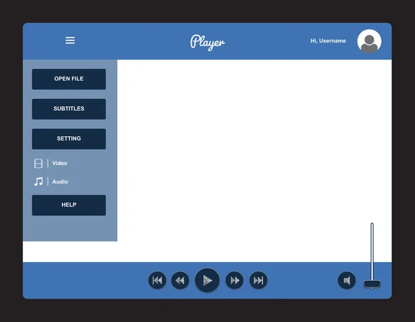 Vektorové modré video přehrávač, pro web — Stockový vektor