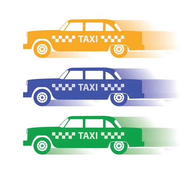 Tre silhouette macchina per taxi — Vettoriale Stock