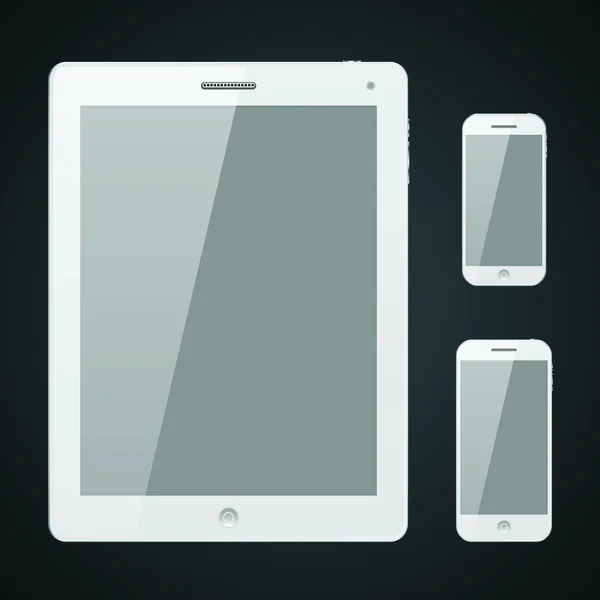 Trois modèles blancs électroniques portables pour accueillir votre l — Image vectorielle