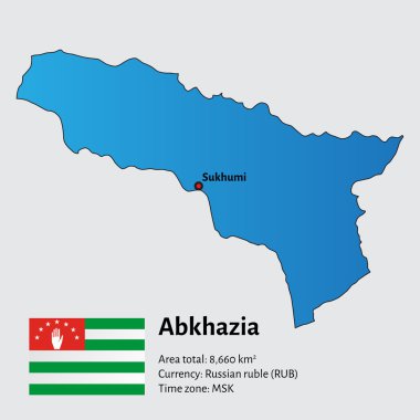 Detailed map of Abkhazia and capital city Sukhumi clipart