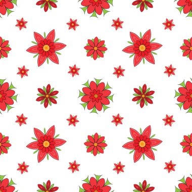 Sorunsuz doku soyut kırmızı simetrik çiçek