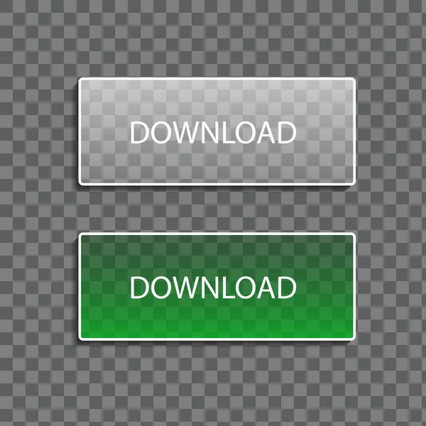 Due pulsanti trasparenti, bianco e verde, per siti Web e mobi — Vettoriale Stock
