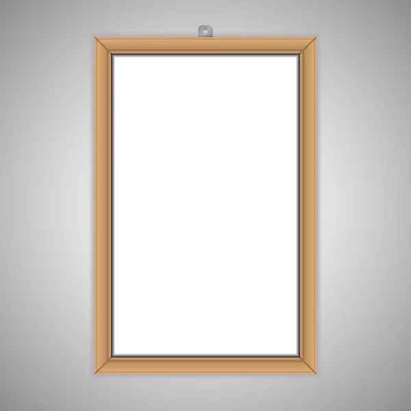 Wooden frame on the wall for a photo — Stock Vector