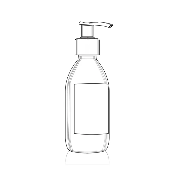 Gel, pěna nebo tekutina mýdla dávkovače čerpadla plastová láhev obrys, — Stockový vektor