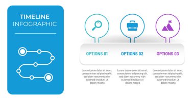 İşletme stratejisi ve ilerlemesinin üç aşamasını sembolize eden 3 ok şeklindeki unsurun yer aldığı ilerleme çubuğu. Temiz zaman çizelgesi bilgi tasarım şablonu. Mobil sunum için vektör