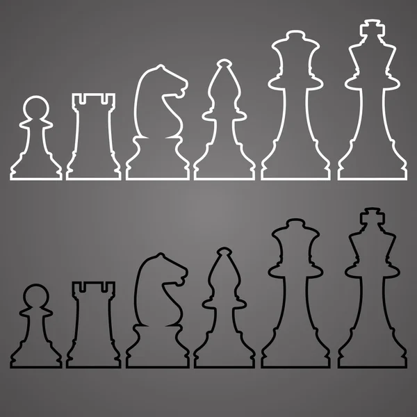 套素描国际象棋棋子 — 图库照片