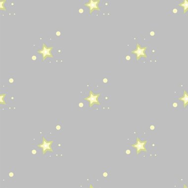 çağdaş polka noktalar, noktaların ve yıldızların pürüzsüz şekillerini şekillendirir. Mavi arka planda modern tasarım kusursuz desen. Kağıt, kapak, kumaş, iç dekorasyon ve diğer kullanıcılar için modern egzotik tasarım