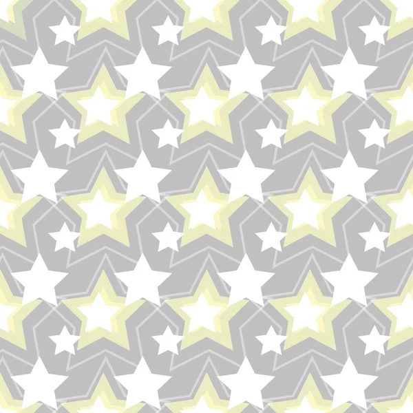 ベクトルシームレスパターン流行色黄色と灰色の星 幾何学的シームレスパターン パターン背景 抽象シームレスパターン背景 — ストックベクタ