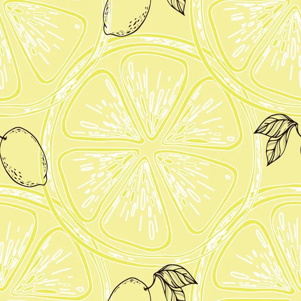 Senza Soluzione Continuità Limone Modello Vettore Illustrazione Lime Sfondo Giallo — Vettoriale Stock