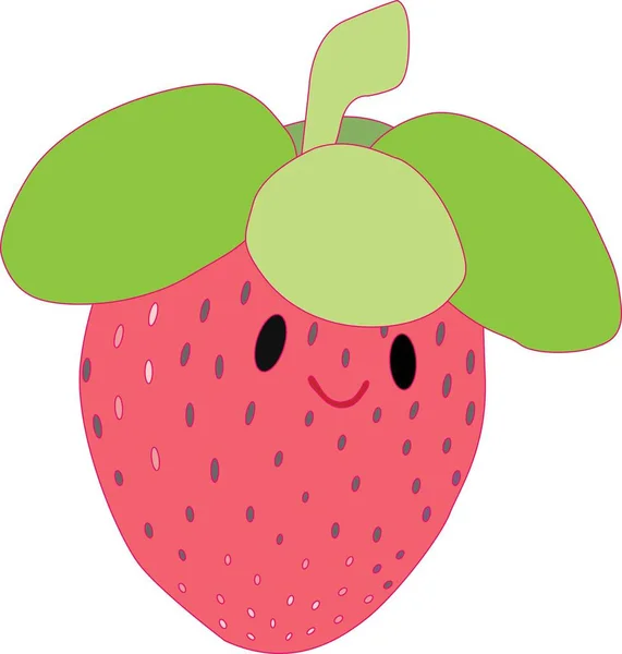 Strawberry Cute Fruit Vector Character Isolated White Background Strawberry Tasty — Stock Vector