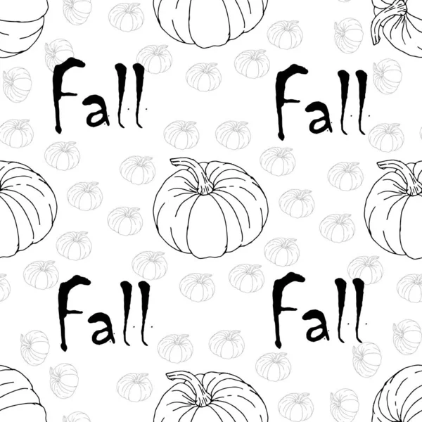 Fall Autumn Black Gray Pumpkins White Background Pattern Thanksgiving Holidays — Stock Vector