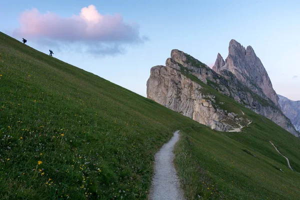Formación Montaña Suave Luz Del Atardecer Montaña Dolomitas Italianas Cima — Foto de Stock