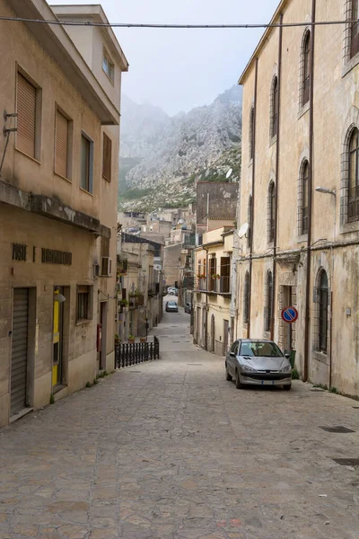 Old Mountain Village Street Small Village Caltabellotta Sicily Italy Mediterranean — Stock Photo, Image