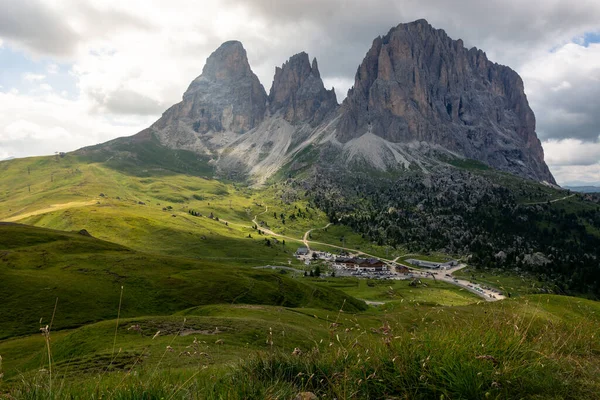 Vista Montaña Del Tirol Del Sur Atardecer Verano — Foto de Stock