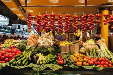 Fruit and vegetables on the Boqueria Market clipart