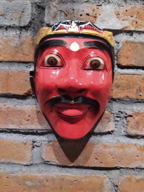 Batı Cava 'dan ahşap maske, dekorasyon için Endonezya.