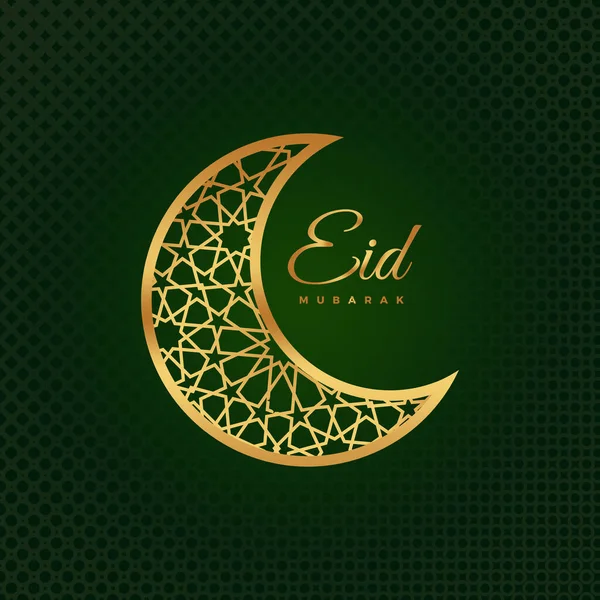 Eid Mubarak Written Pattern Crescent Moon Rendered Green Background — Stock Photo, Image