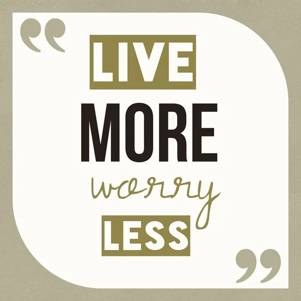 Live More Worry Less Short Motivational Quote Typography Poster — Stock Photo, Image