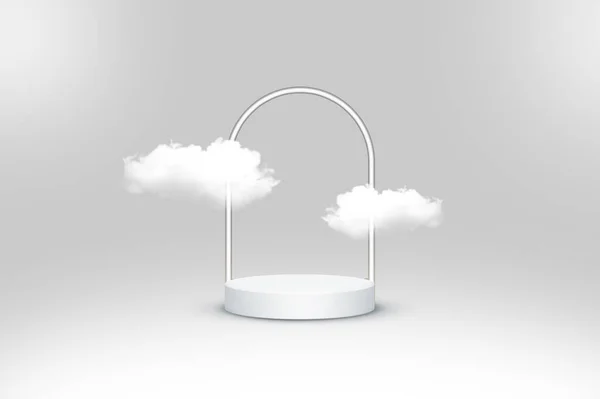 Kerek Dobogós Termék Kijelző Kiolvasztott Felhők Hengeres Dobogó Hogy Bemutassa — Stock Fotó