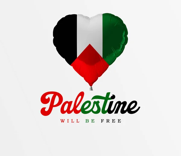 Palestine Free Lettering National Flag Palestine Heart Shaped Balloon — Stockfoto