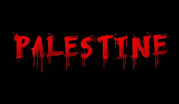 Letras Palestinas Textura Sangre Sobre Fondo Negro — Foto de Stock