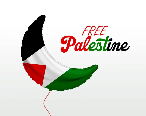 Free Palestine Beautiful Lettering Moon Shape Flying Balloon Flag Palestine — Zdjęcie stockowe