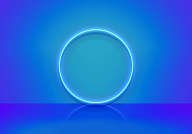 mavi boş oda stüdyo fotokopi alanı arkaplan, sahne arkaplan, neon daire