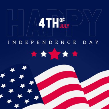 Bağımsızlık günün kutlu olsun Amerika. 4 Temmuz. Amerikan bayrağı ve güzel yazı karakteriyle.