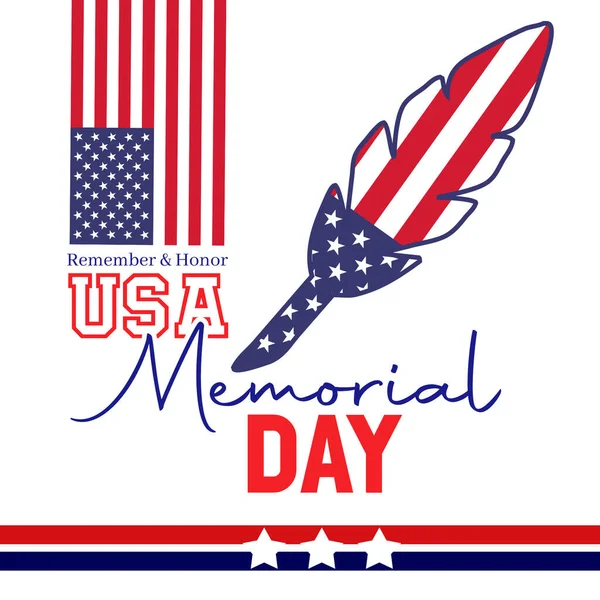 Usa Herdenkingsdag Herinneren Eren Met Amerikaanse Vlag Mooie Belettering Uitnodiging — Stockfoto
