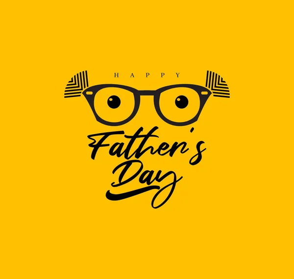 Щасливий День Батька Красива Література Окулярами Жовтому Тлі Листівка Святкування — стокове фото