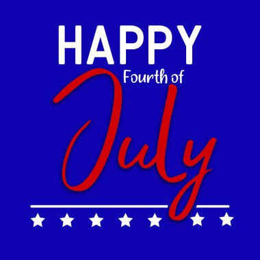 Mutlu 4 Temmuz 'lar. Mavi arka planda güzel harfler. Amerika' nın bağımsızlık günü konsepti.