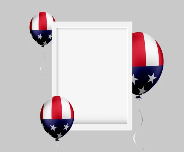 Blank Frame Rendered American Flag Balloons Background Independence Day Concept — Stock Photo, Image