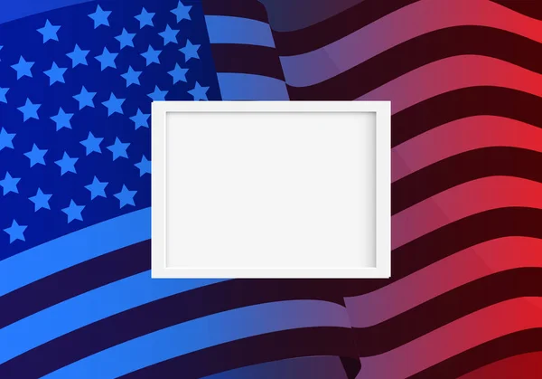 Blank Frame Waving American Flag Independence Day Concept Copy Space — Stock Photo, Image