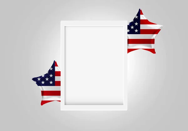 Blank Frame Mockup Usa Flag Stars Rendered Independence Day Concept — Stock Photo, Image