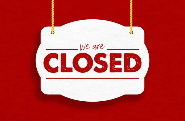 Closed Hanging Sign Dark Red Background Closed Shop Sign — Stock Photo, Image