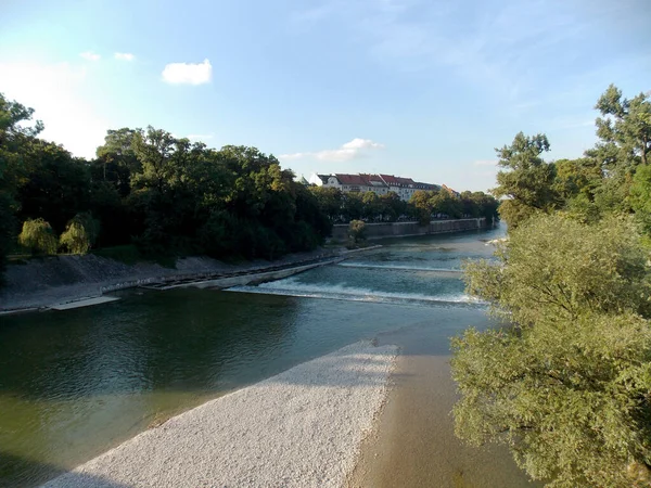 Vacker Utsikt Över Floden Isar München — Stockfoto