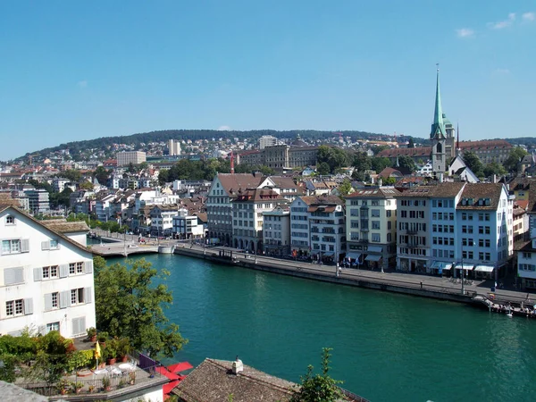 Sonniges Zürich Stadt Und Flussblick — Stockfoto