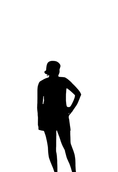 Silhouet van de vrouwen die geïsoleerd, uitknippad — Stockfoto