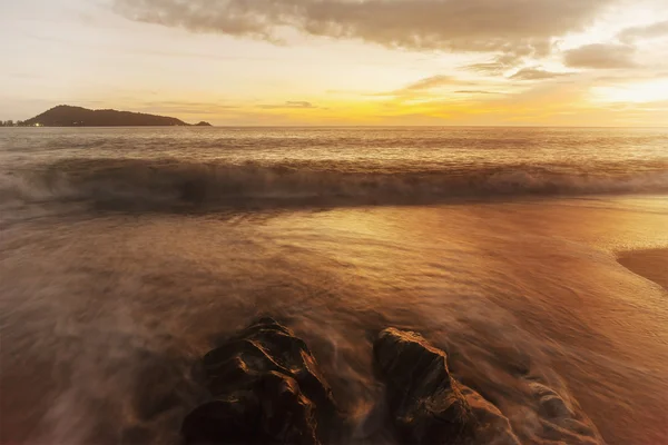 シースケープ夕日の長い露光技術 — ストック写真