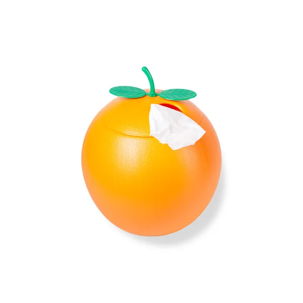 Gewebebox orange Form isoliert mit Clipping-Pfad — Stockfoto