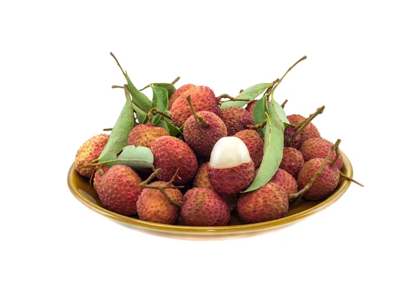 Lychee (Litchi chinensis) against, Isolated on white background — Stock Photo, Image