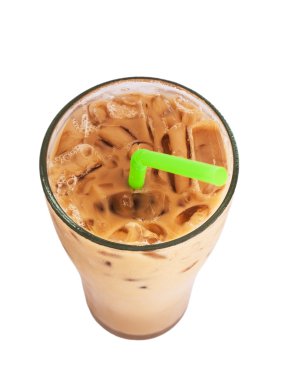 Ice coffee, famous drink in Thailand,Isolated on white
