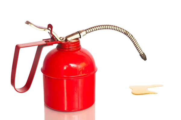 Red oil can, Isolated, Clipping paths — Stock Photo, Image