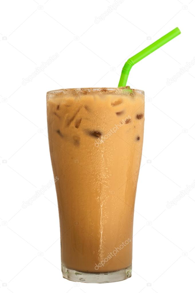 Ice coffee, famous drink in Thailand,Isolated on white