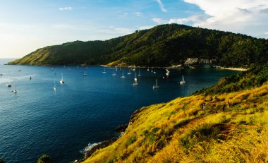 Phuket görünümü noktasıyla renk günbatımı, Tayland