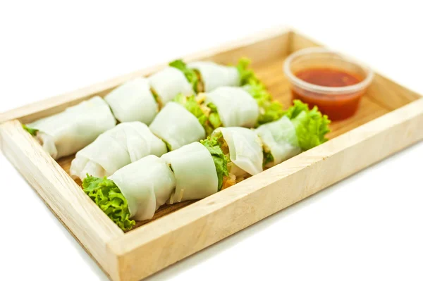 Rice paper wrapped vegetable with vermicelli noodles — Stock Photo, Image