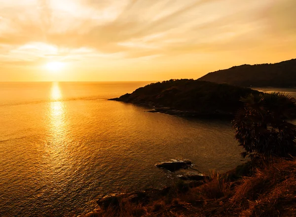 Silhouette with color of the sunset — Stock Photo, Image